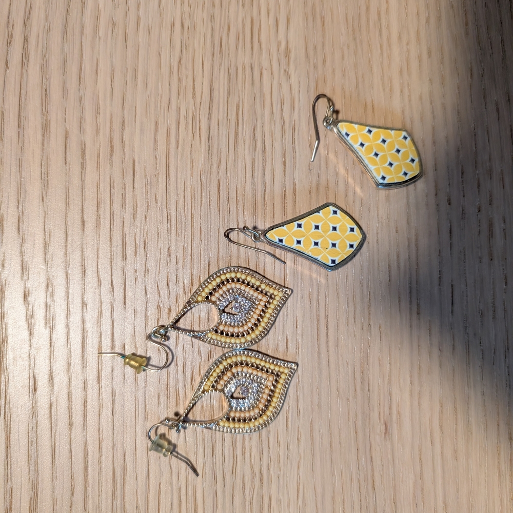 Yellow and Gold Earrings Artisanal Design